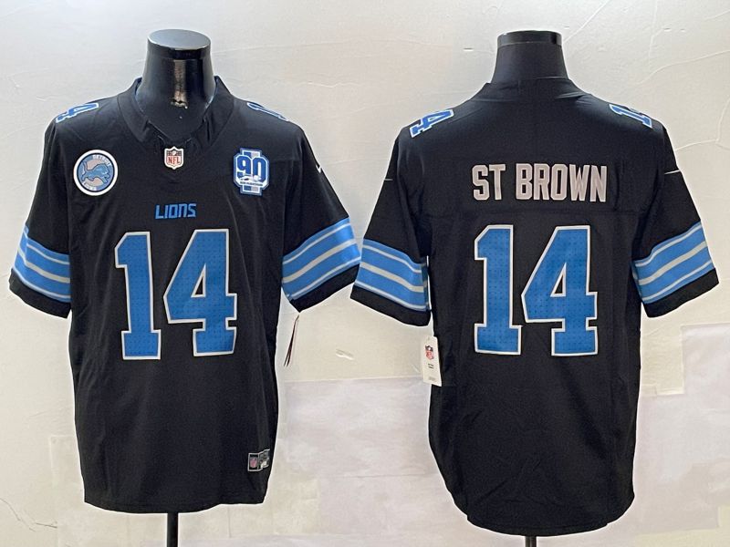 Men Detroit Lions #14 St Brown Black three generations 2024 Nike Limited NFL Jersey style 01023